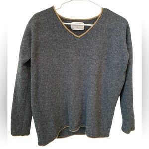 REI COOPERATIVE LAMBSWOOL SWEATER MEN’S LARGE GREY V NECK LUXURY